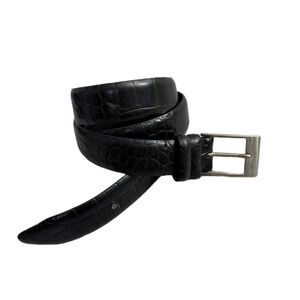 Bill Lavin Leather Belt Mens 38 Black Silver Buckle Soft Collection Benchmade US